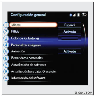 Lexus CT. Configuración (sistema Lexus Display Audio)